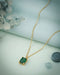 18kt Gold Plated Green Stone Square Pendant and Chain