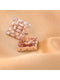 Rose Gold White AD studded handcrafted square Ear Ring
