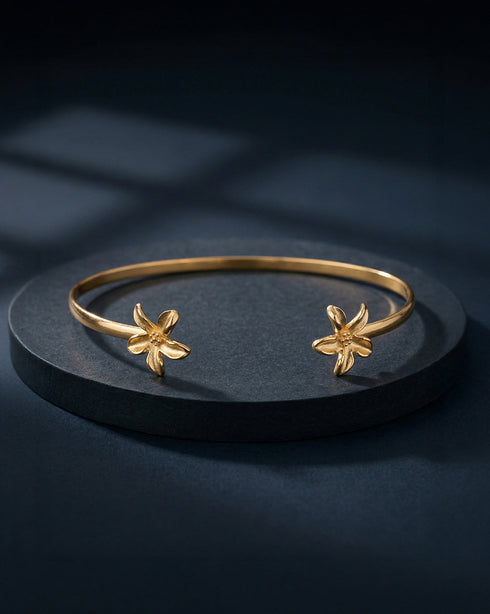18kt Gold Plated Floral Cuff Link Bracelet