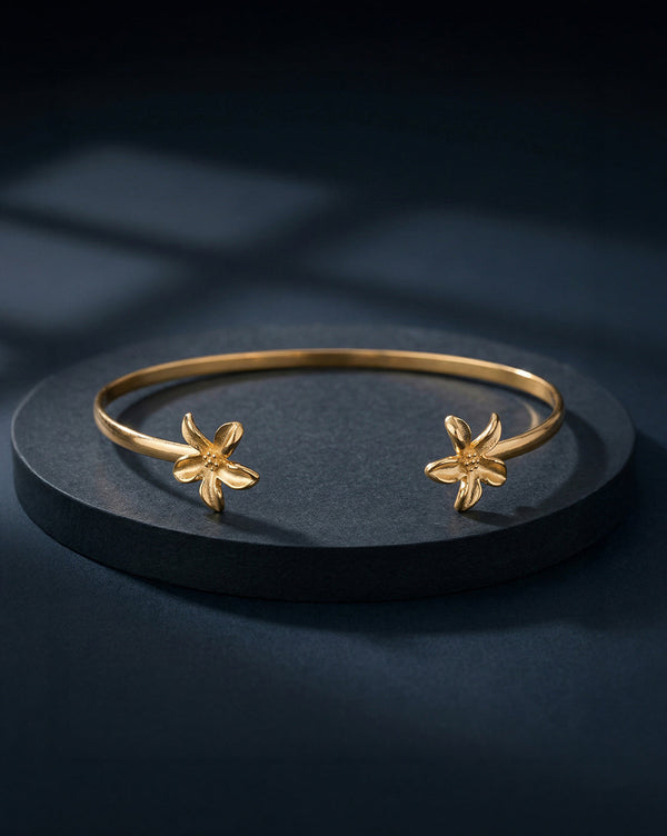 18kt Gold Plated Floral Cuff Link Bracelet