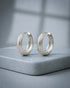 Rhodium Plated Textured Hoop