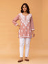 Saba Chikankari Short Kurta in Rayon cotton - Peach