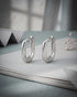 Rhodium Plated Oval Mini Hoop Earring