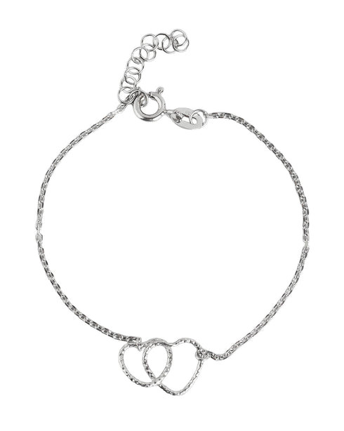 925 Sterling Silver Rhodium Plated Entangled Heart Charm Bracelet