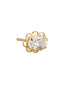 925 Sterling Silver 18kt Gold Plated Solitaire Floral Oval Stud Earring