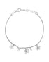 925 Sterling Silver Rhodium-Plated CZ Studded Floral Charm Bracelet