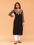 Komal x HOK Saba Chikankari Long Kurta in Rayon Cotton - Black