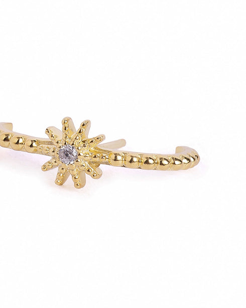 18kt Gold Plated CZ Sun Burst Ear Lobe Earring