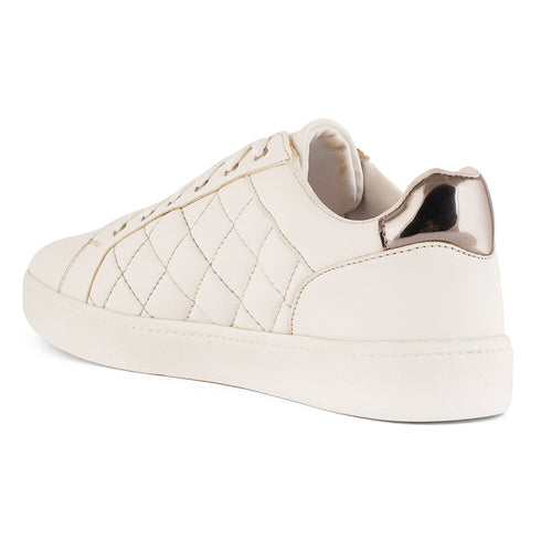 Women's White Lace-Up Casual Sneakers