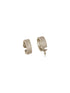 White Rhodium AD Studded C Shaped Minimal Bali Studds Earrings