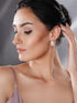 White Rhodium AD Studded C Shaped Minimal Bali Studds Earrings