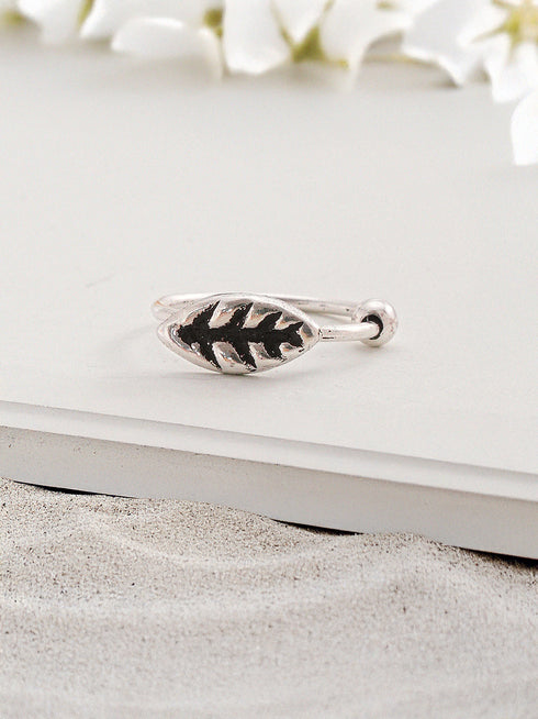 925 Sterling Silver Oxidised Leafy Nose Pin Studs For Women