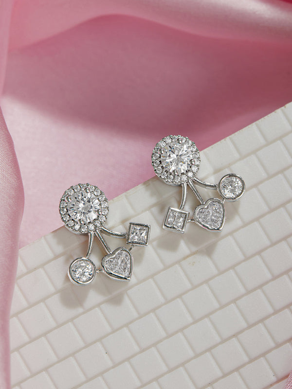 925 Sterling Silver Cubic Zirconia Solitaire Drop Earrings