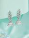 925 Sterling Silver Cubic Zirconia Leafy Jhumka Earrings