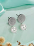 925 Sterling Silver Cubic Zirconia Circular Pearl Drop Earrings