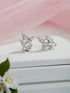 925 Sterling Silver AD Studded Rhodium Plated Leafy Studds Earrings