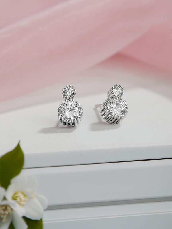 925 Sterling Silver Cubic Zirconia Solitaire Studds Earrings