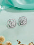 925 Sterling Silver Rhodium Plated Halo Square Studds Earrings