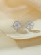 925 Sterling Silver Rhodium Plated Cubic Zirconia Floral Studds Earrings
