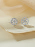 925 Sterling Silver Rhodium Plated Cubic Zirconia Floral Studds Earrings