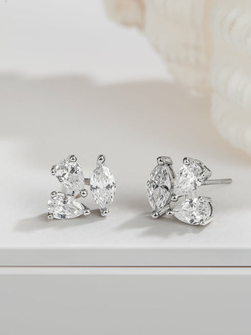 925 Sterling Silver Rhodium Plated Quirky Minimal Studds Earrings