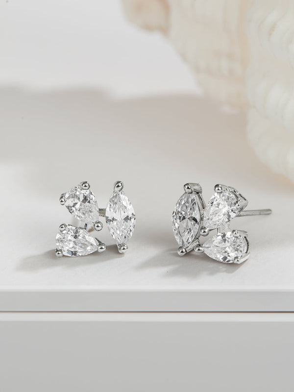 925 Sterling Silver Rhodium Plated Quirky Minimal Studds Earrings