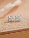 925 Sterling Silver Rhodium Plated CZ Studded Minimal Flower Studds Earrings