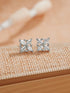 925 Sterling Silver Rhodium Plated CZ Studded Minimal Flower Studds Earrings