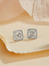 925 Sterling Silver Rhodium Plated Geometric Square Floret Studds Earrings