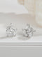 925 Sterling Silver Rhodium Plated Marquise CZ Solitaire Studds Earrings