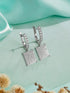 925 Sterling Silver Rhodium Plated Square Drop Bali Hoop Earrings
