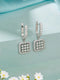 925 Sterling Silver Rhodium Plated Bar Pattern Drop Bali Hoop Earrings