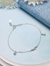 925 Sterling Silver Plated Bow Charms Link Adjustable Bracelet