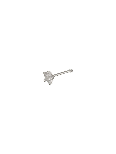 925 Sterling Silver Star Shaped AD Embellished Solitaire Studds Nose Ring
