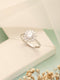 925 Sterling Silver Zircon Studded Floral Engament Minimal Adjustable Finger Ring
