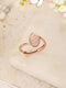 925 Sterling Silver Rose Gold Plated AD Studded Leaf Shaped Proposal Adjustable Finger Ring