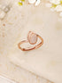 925 Sterling Silver Rose Gold Plated AD Studded Leaf Shaped Proposal Adjustable Finger Ring