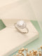 925 Sterling Silver Rhodium Plated Zircon Studded Floral Contemporary Adjustable Finger Ring