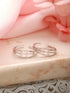 925 Sterling Silver Rhodium Plated Zircon Studded Symetric Contemporary Adjustable Pair of Toe Ring