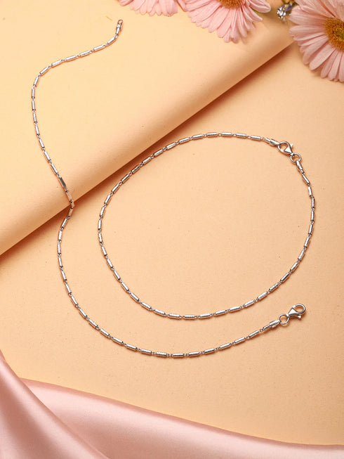 925 Sterling Silver Rhodium Plated Delicate Trendy Link Pair of Payal Anklet