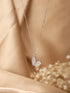 925 Sterling Silver CZ Studded Butterfly Charms Dainty Pendant Necklace & Chain