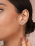 925 Sterling Silver Rhodium Plated Baguette Shaped CZ Square Floret Earrings