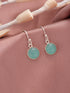 925 Sterling Silver Mint Green Aqua Stone Studded Minimal Handcrafted Drop Earrings