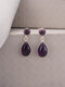 925 Sterling Silver Rhodium Natural Amethyst Gemstone Minimal Handcrafted Drop Earrings