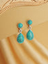 925 Sterling Silver Turquoise Stone Studded Minimal Boho Geometric Drop earrings