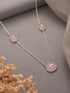 925 Sterling Silver Rose Quartz Gemstone Studded Minimal Boho Necklace & Chain