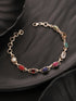 925 Silver Navratna Natural Gemstones Studded Handmade Minimal Delicate Charms Adjustable Bracelet