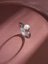 925 Sterling Silver Pearl Studded Minimal Adjustable Band Finger Ring