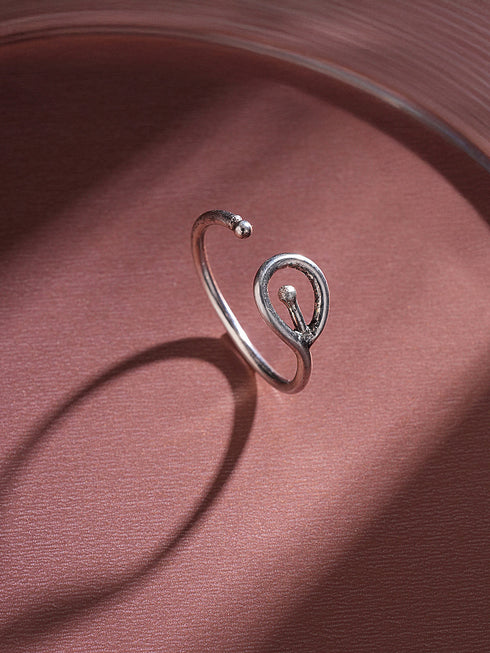 925 Sterling Silver Modern Quirky Minimal Adjustable Finger Ring