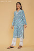 Mul Cotton Chikankari Long Kurta in Blue